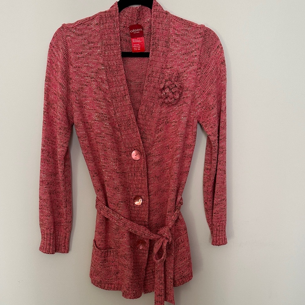 Vintage Elegant Women's Cardigan Sweater with Floral Accent